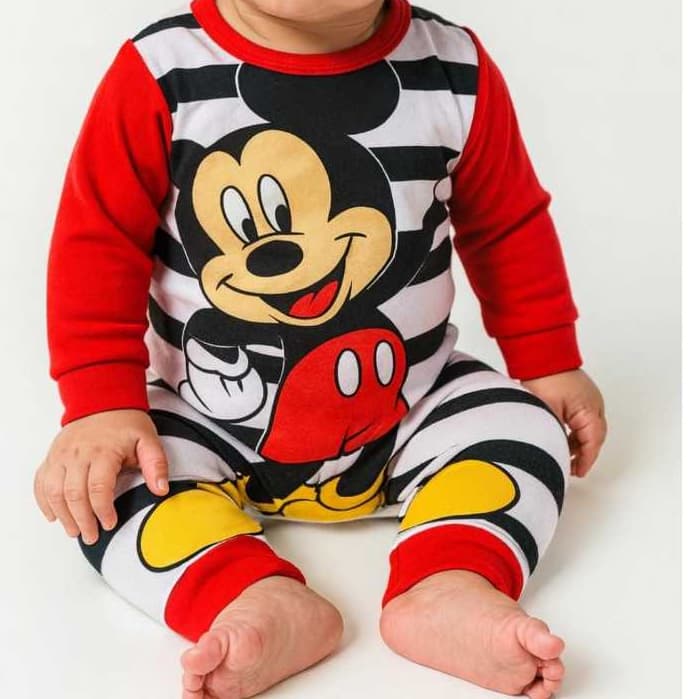 Macacão Longo Para Babê do Mickey Minnie e Pato Donald