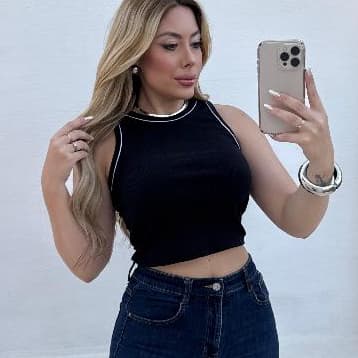 Regata Blusinha Feminina Gola Redonda Tecido Rivana Moda Blogueira