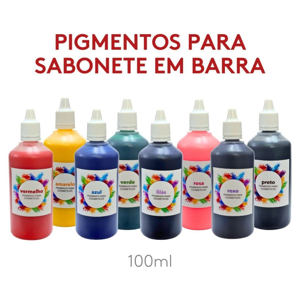 Pigmentos para Sabonete em Barra - 100ml cada. Alto rendimento e maior fixação.
