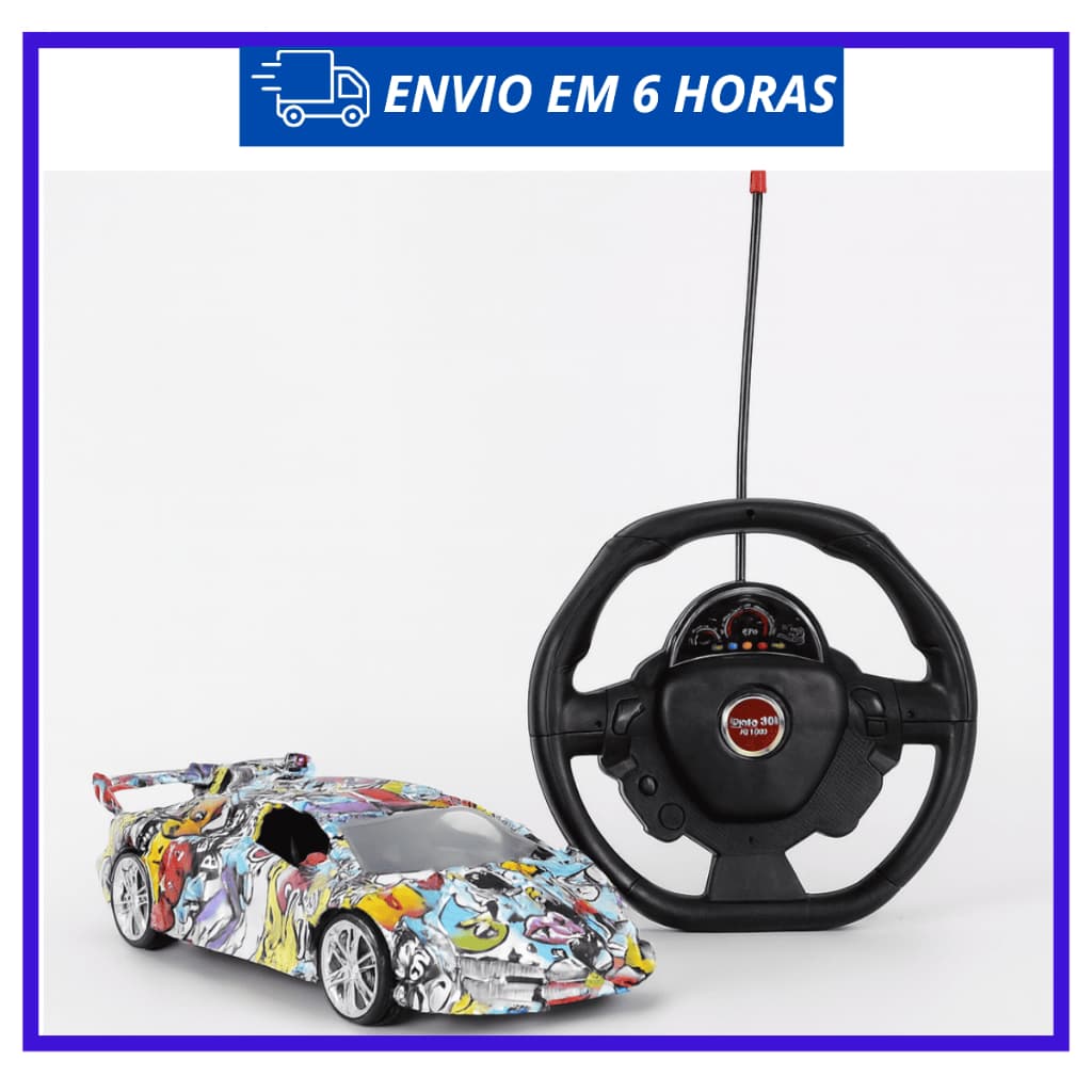 Carro Controle Remoto Infantil 1:16 Esportivo com Volante
