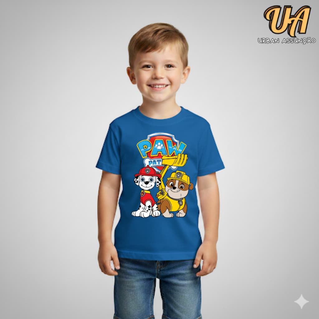 Camiseta Infantil Masculina Desenho Patrulha Canina - 100% Algodão