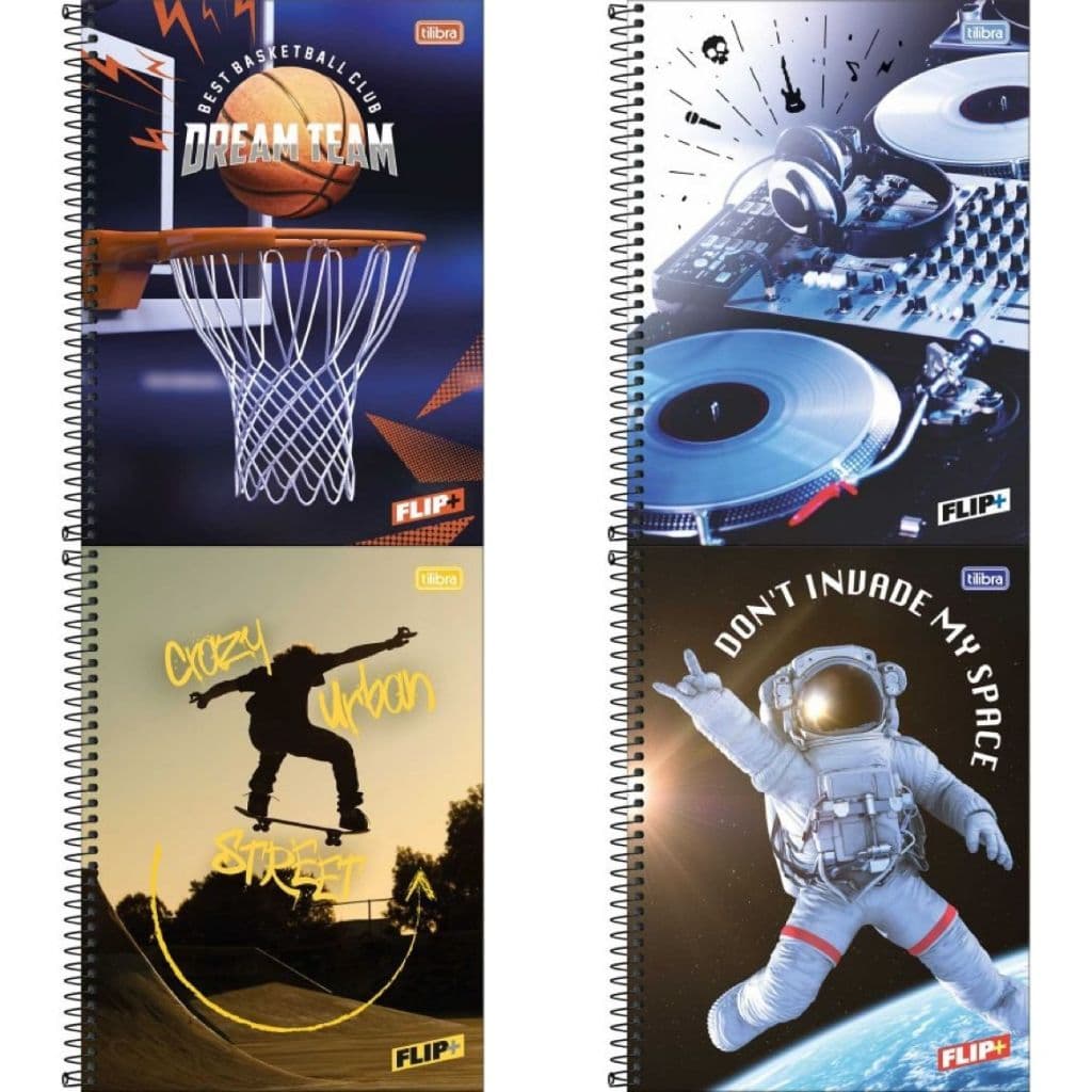 Caderno Universitário capa dura 200x275mm 96 folhas Flip+ Tilibra