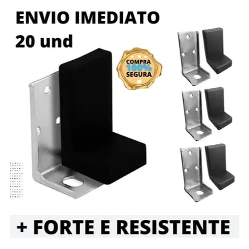 Kit 20 Cantoneiras Suporte Aéreo Fixação Móveis Capa Preto