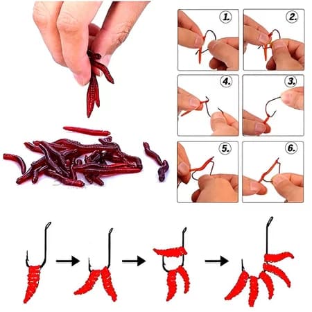 Kit 50 Minhocas Artificiais 4cm Tilápia Pacu Bagre Carpa
