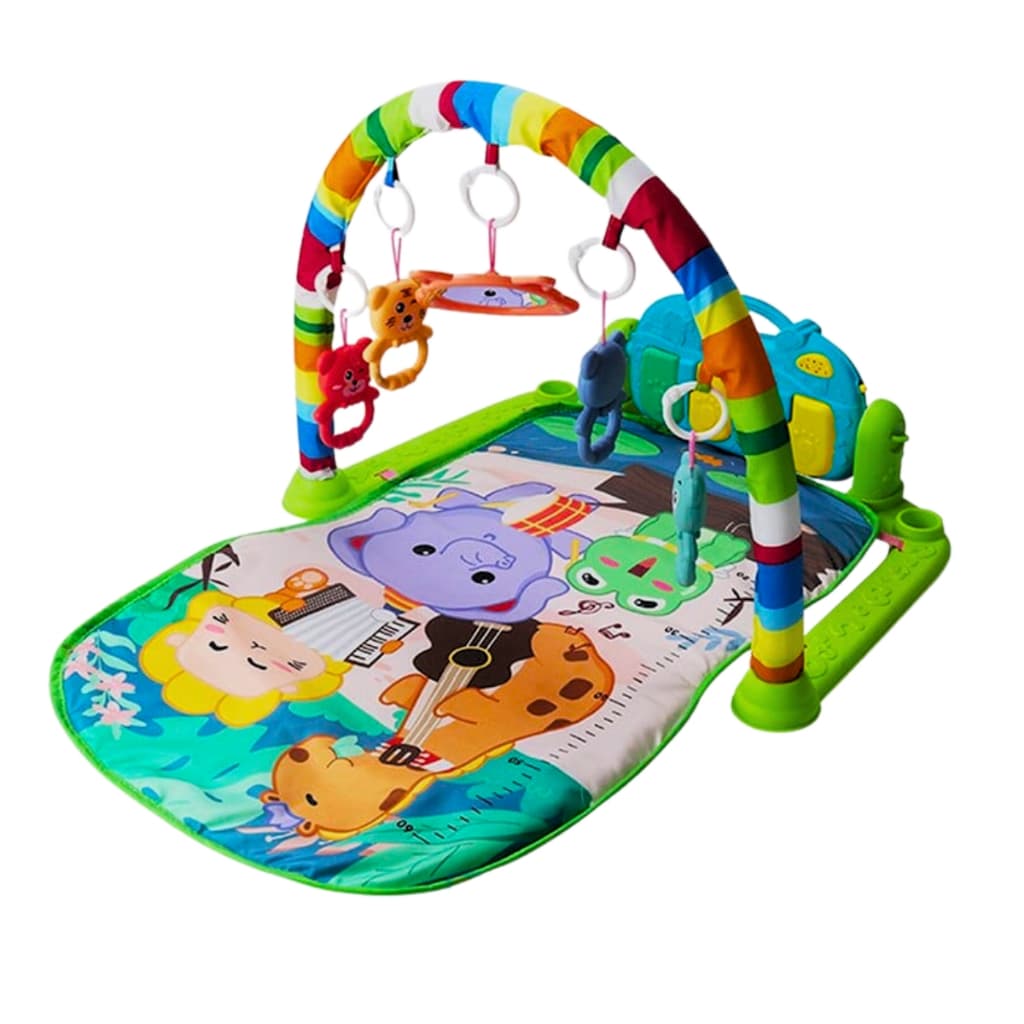 Tapete de atividades musical para bebê brinquedo infantil bichinhos coloridos piano com som portatil