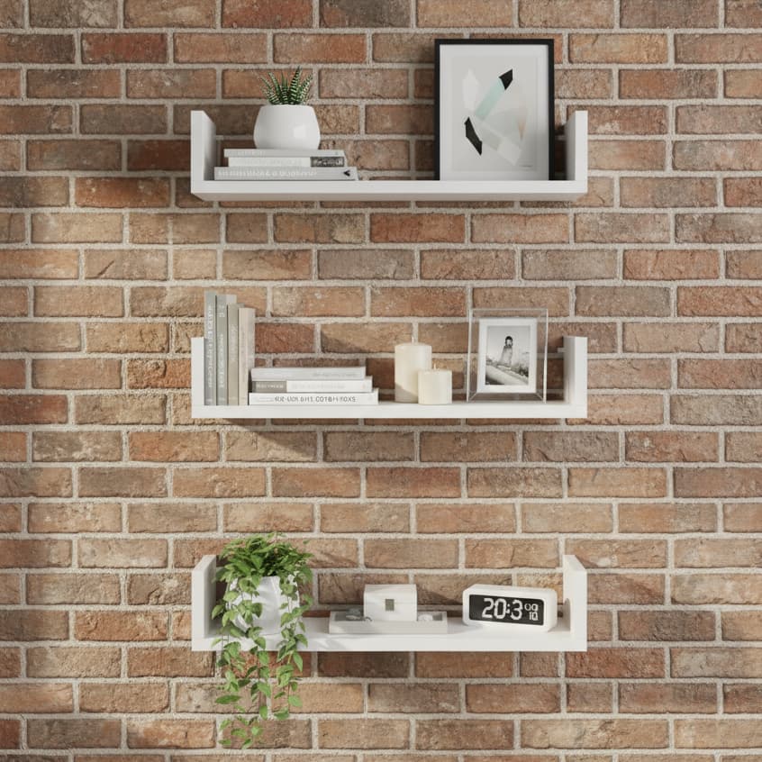 Kit 3 Prateleiras de MDF 60cm Branco Livros Sala Cozinha Banheiro Casa Quarto Fotos Flutuante Decora