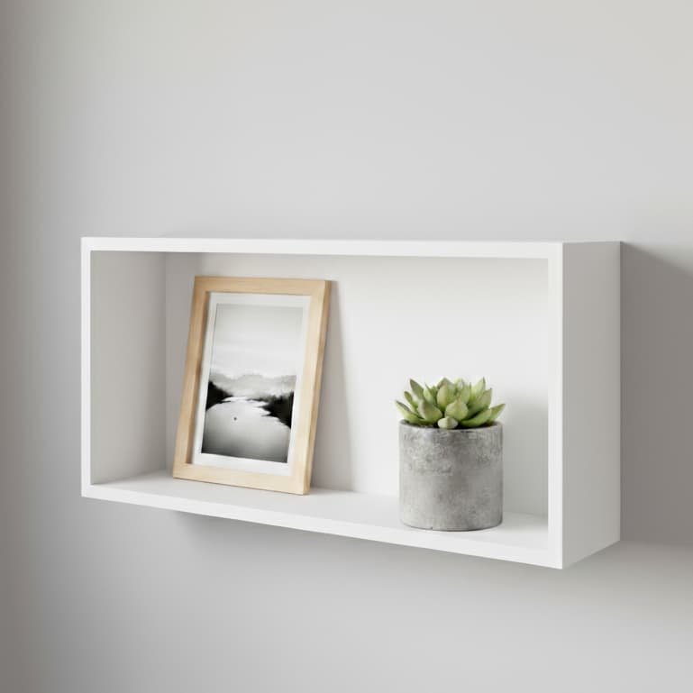 Nicho MDF Retangular 50x25 Branco Sala Decoração Banheiro Quarto Cozinha Escritório Livros Flutuante