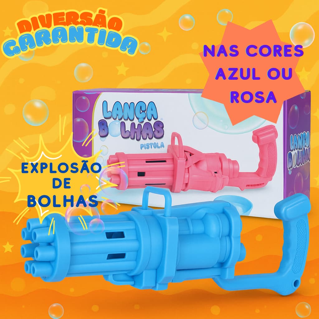 Lança-Bolhas de Sabão Arminha de Brinquedo Infantil - Presente para Crianças - Máquina de bolhas