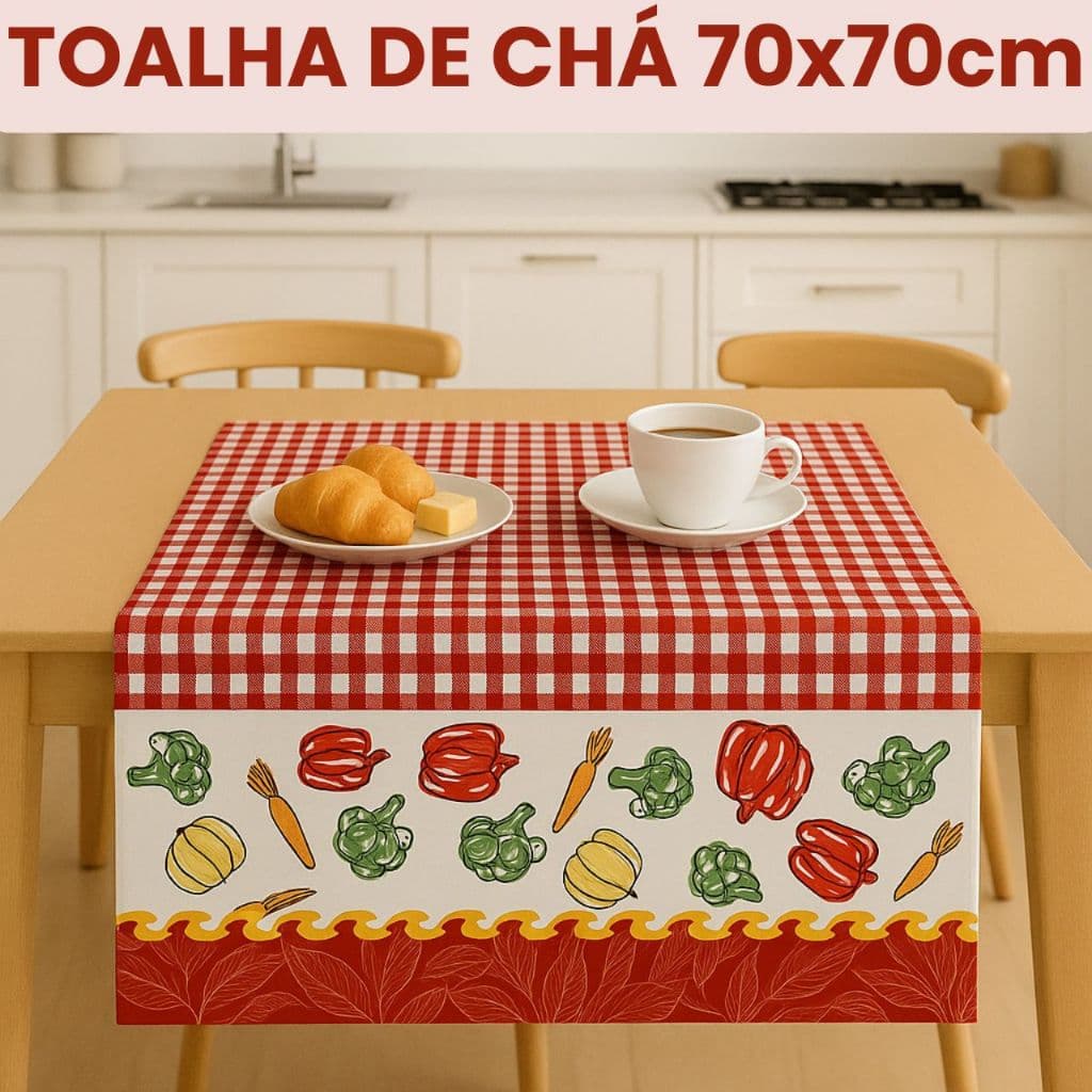 Toalha de Chá Café Lanche Estampada 70 cm x 70 cm para Fogão Micro-ondas Caminho de Mesa Estampas Variadas