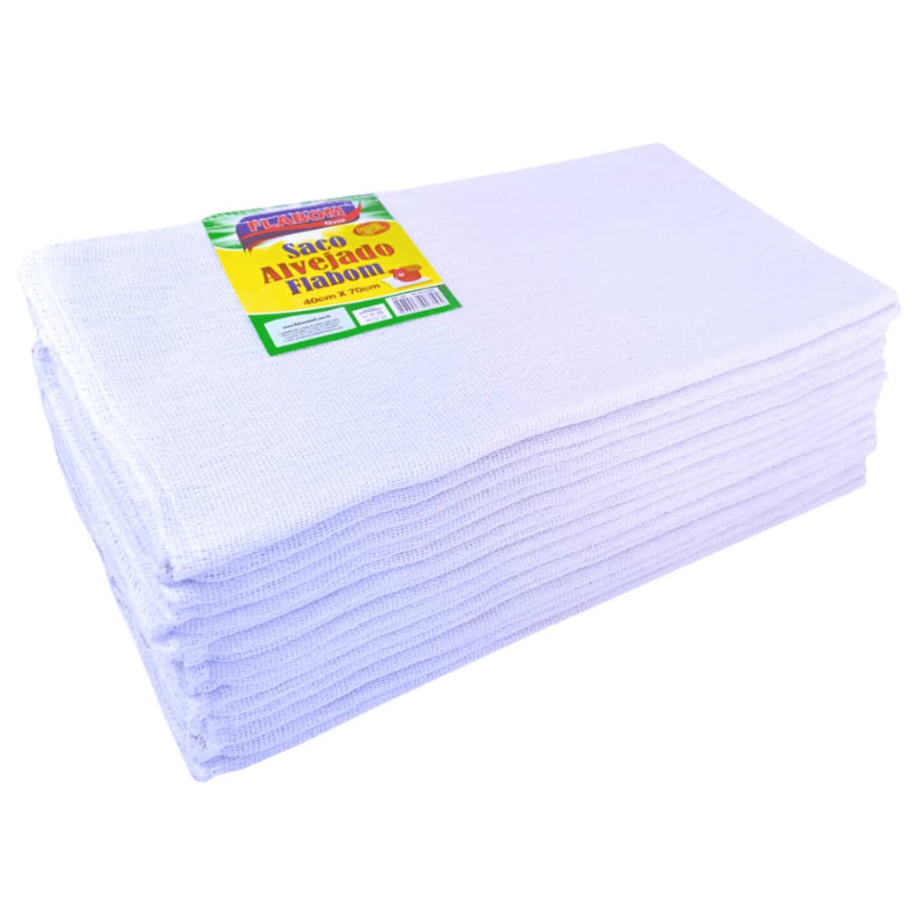 Saco Alvejado 40x70 - 25 Unidades 76g - 271g/m2 100% algodão Pano de chão Muito Resistente Flabom