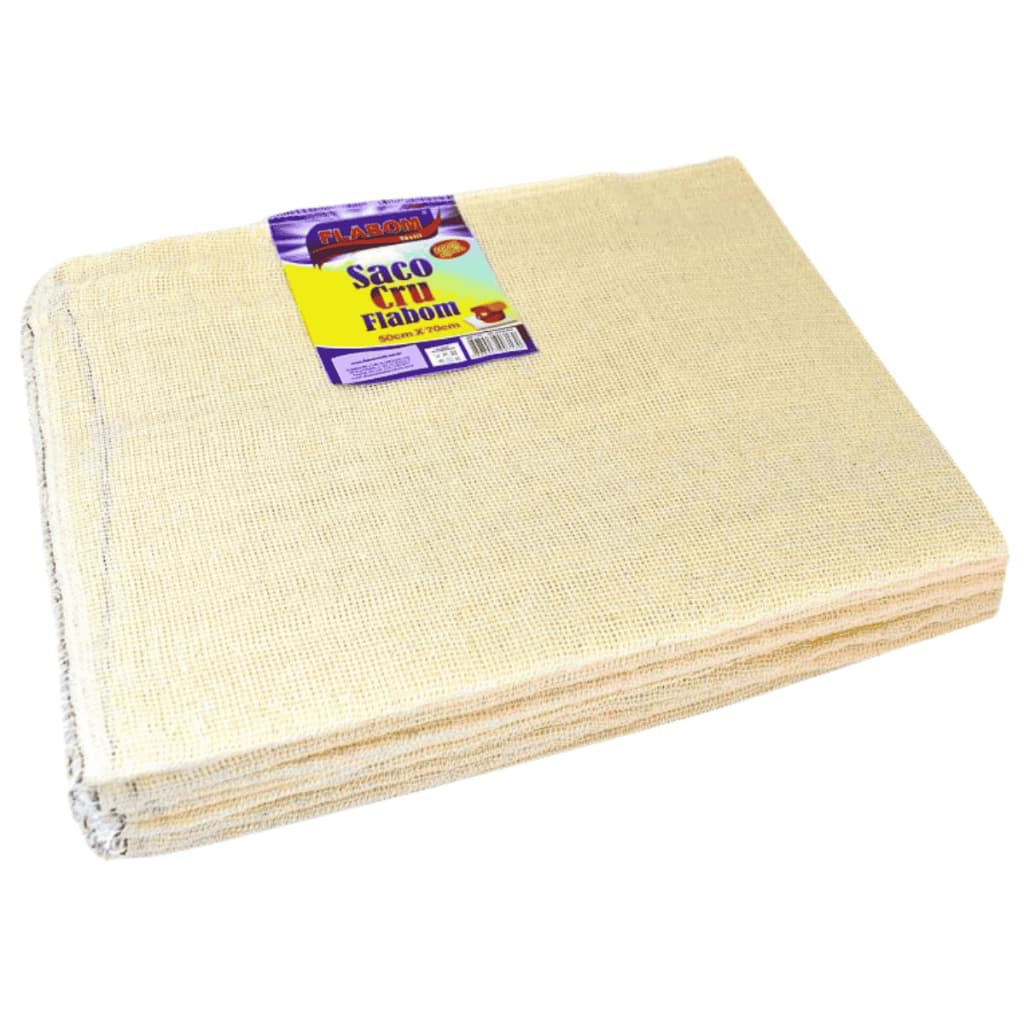 Saco Cru 50x70 - 25 Unidades 85g - 240g/m2 Pano de chão Super Absorvente 100% Algodão Flabom