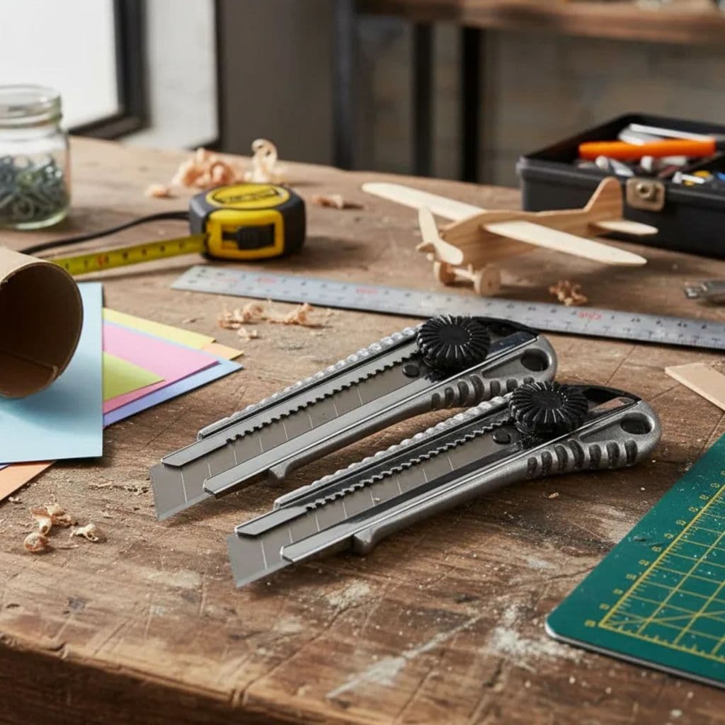 Conjunro 2 Estilete De Metal Profissional 1 Lâminas de 18mm com Trava de Segurança