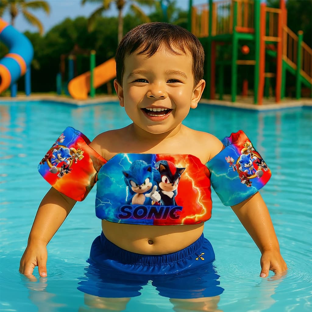Boia de Braço Colete Infantil para Nadar Praia Piscina Estampa Ouriço Azul Veloz Filmes
