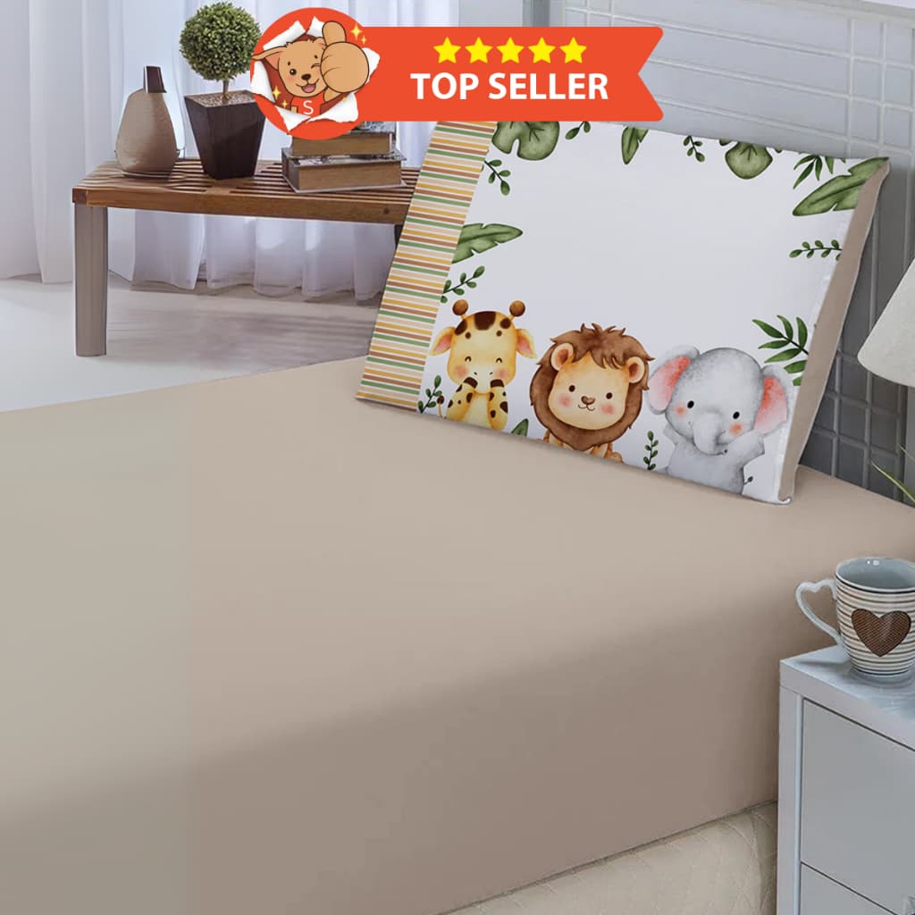 Kit Lençol Solteiro Infantil Liso 2 Peças - Lençol Liso + Fronha Estampada - Decoração Quarto