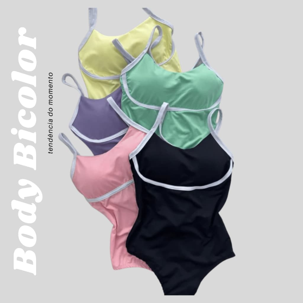 Body Feminino Bicolor com Bojo Lançamento Suplex e Alcinha