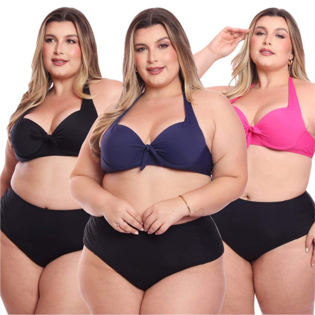KIT 3 Sutiã Biquíni Plus Size Bojo Sustentação