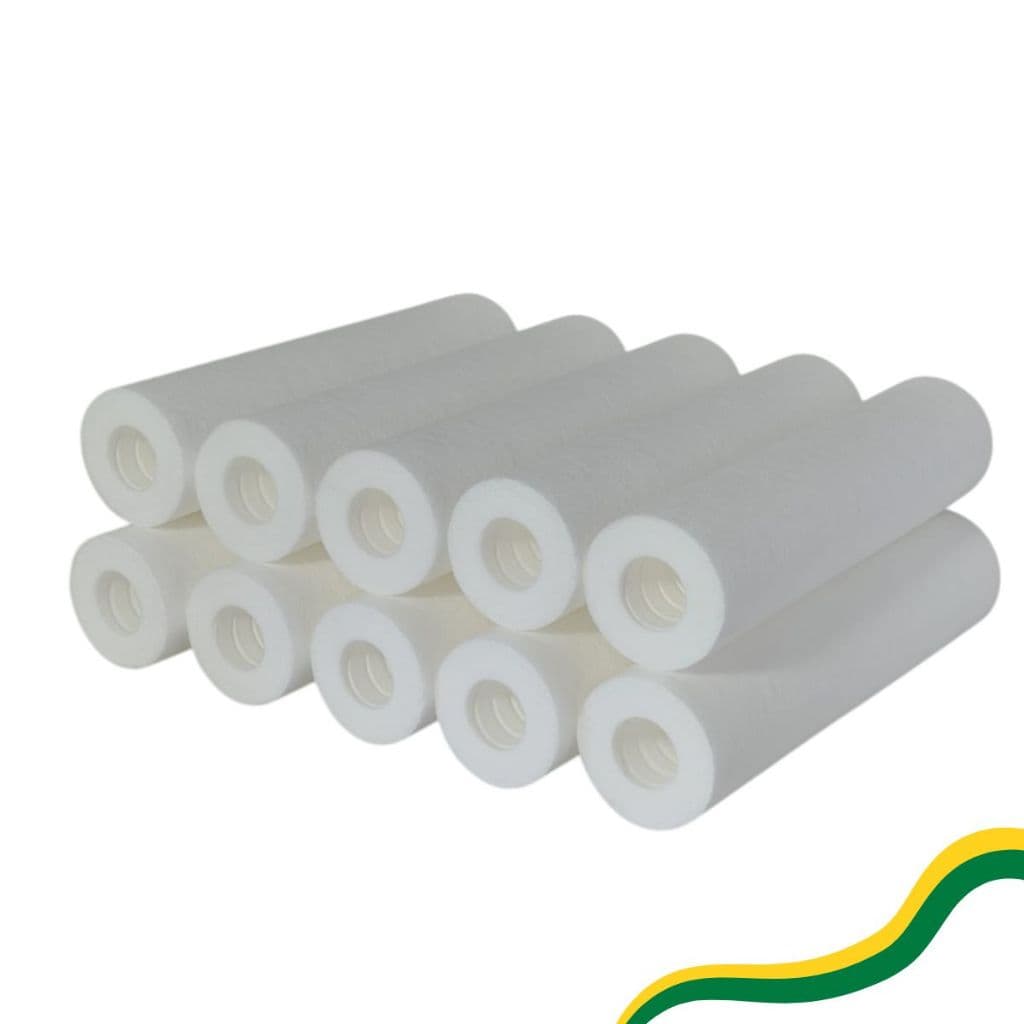Kit 10 Refis para filtro cavalete caixa d'água pontos de uso maquina de lavar cervejaria água 9 7/8"