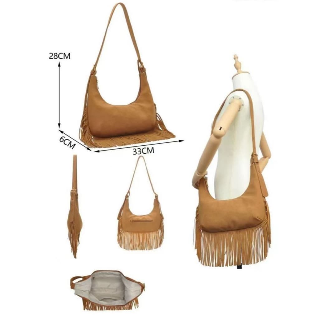 Bolsa Feminina Estilosa com Franjas – novo modelo do Momento