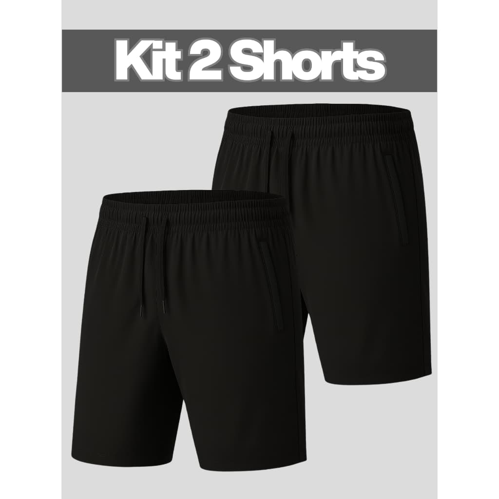 Kit 2 Bermuda Dry Fit Premium Academia Shorts Fitness Treino Poliamida Short