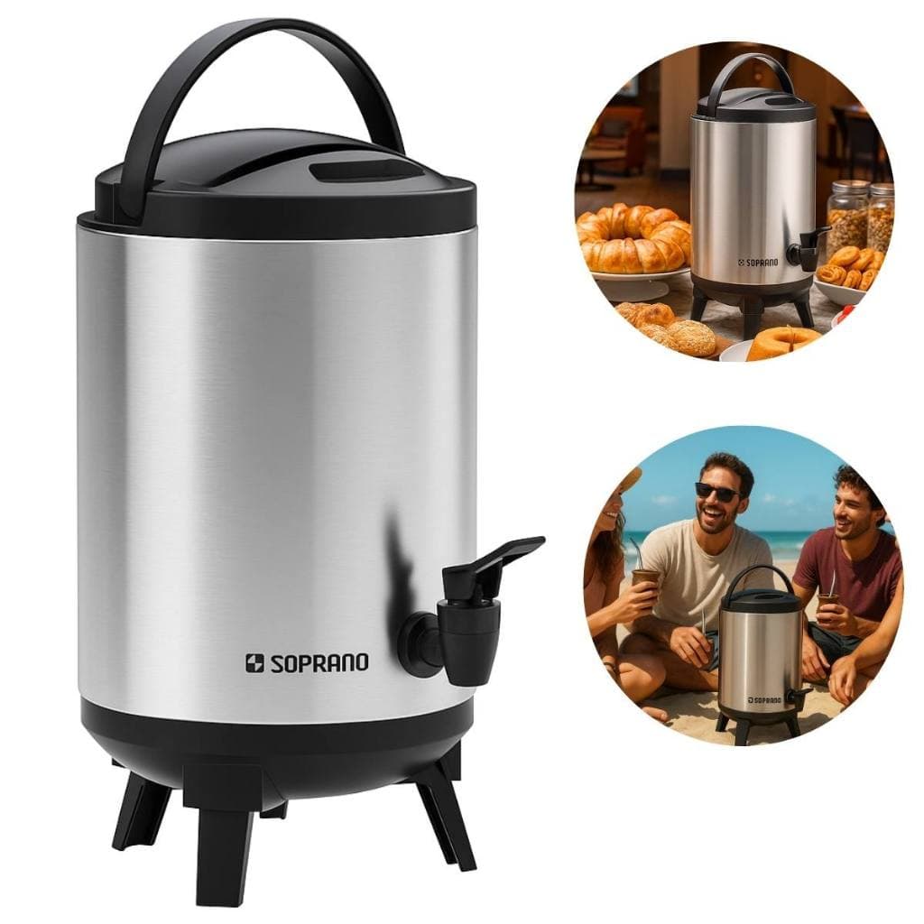 Botijão Garrafa Térmica Inox Grande Café Terere Suqueira 4 Litros