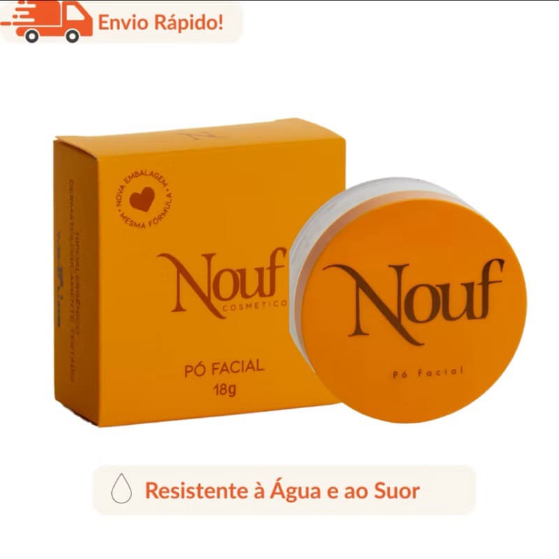 Pó Facial Nouf 18g | Resistente à Água e ao Suor