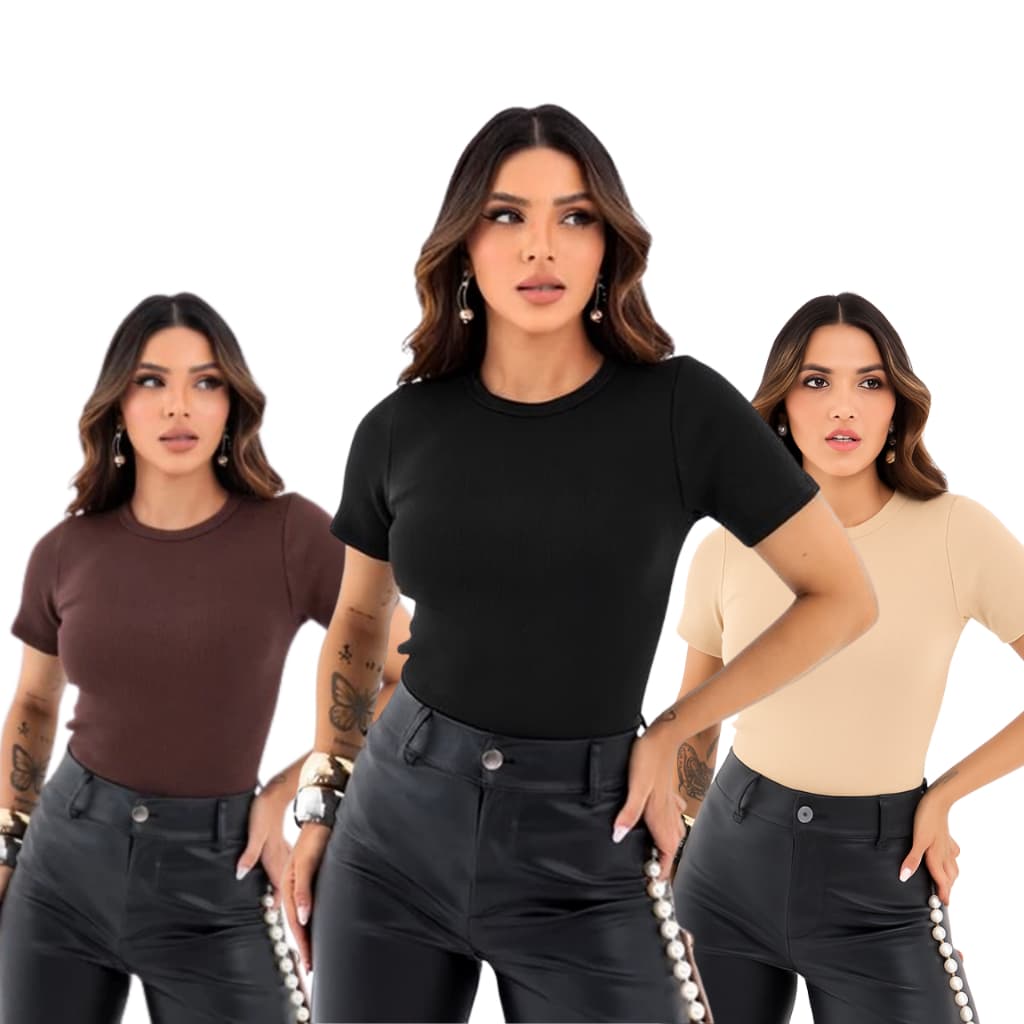 Blusa Baby Look Feminina Básica de Manguinha Verão 2025