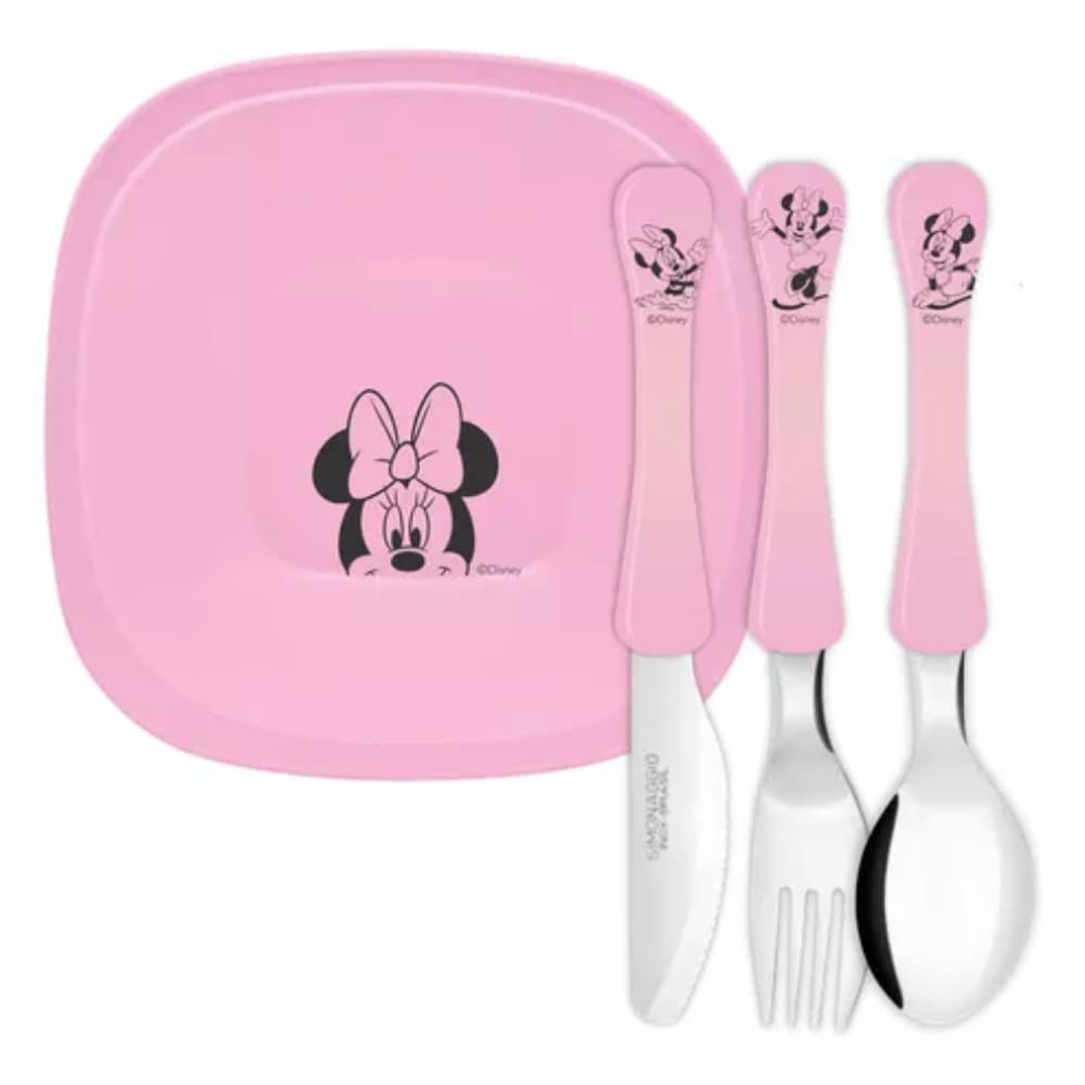 Kit Infantil Para Refeição - Talheres e 2 Pratos Minnie Disney