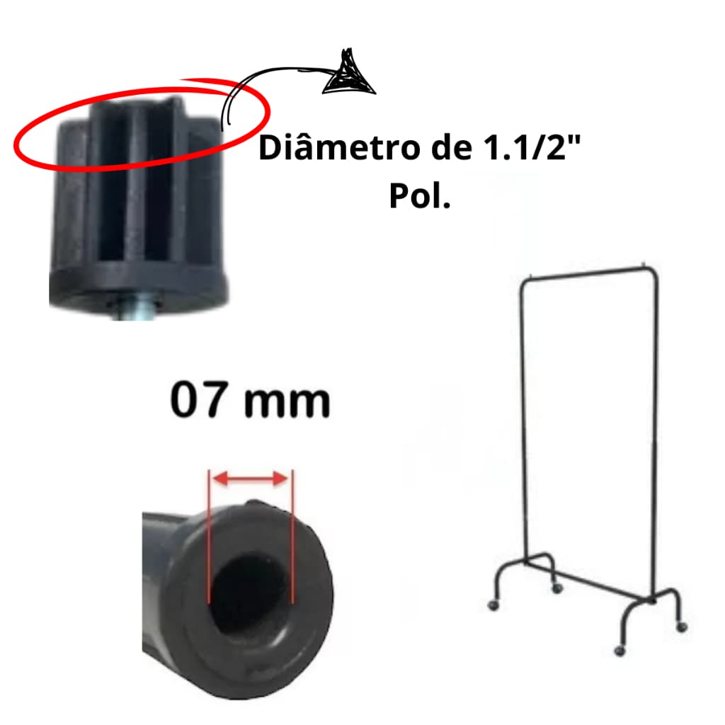 Bucha de Engate Com Furo de 7mm. Para Tubos Diversos