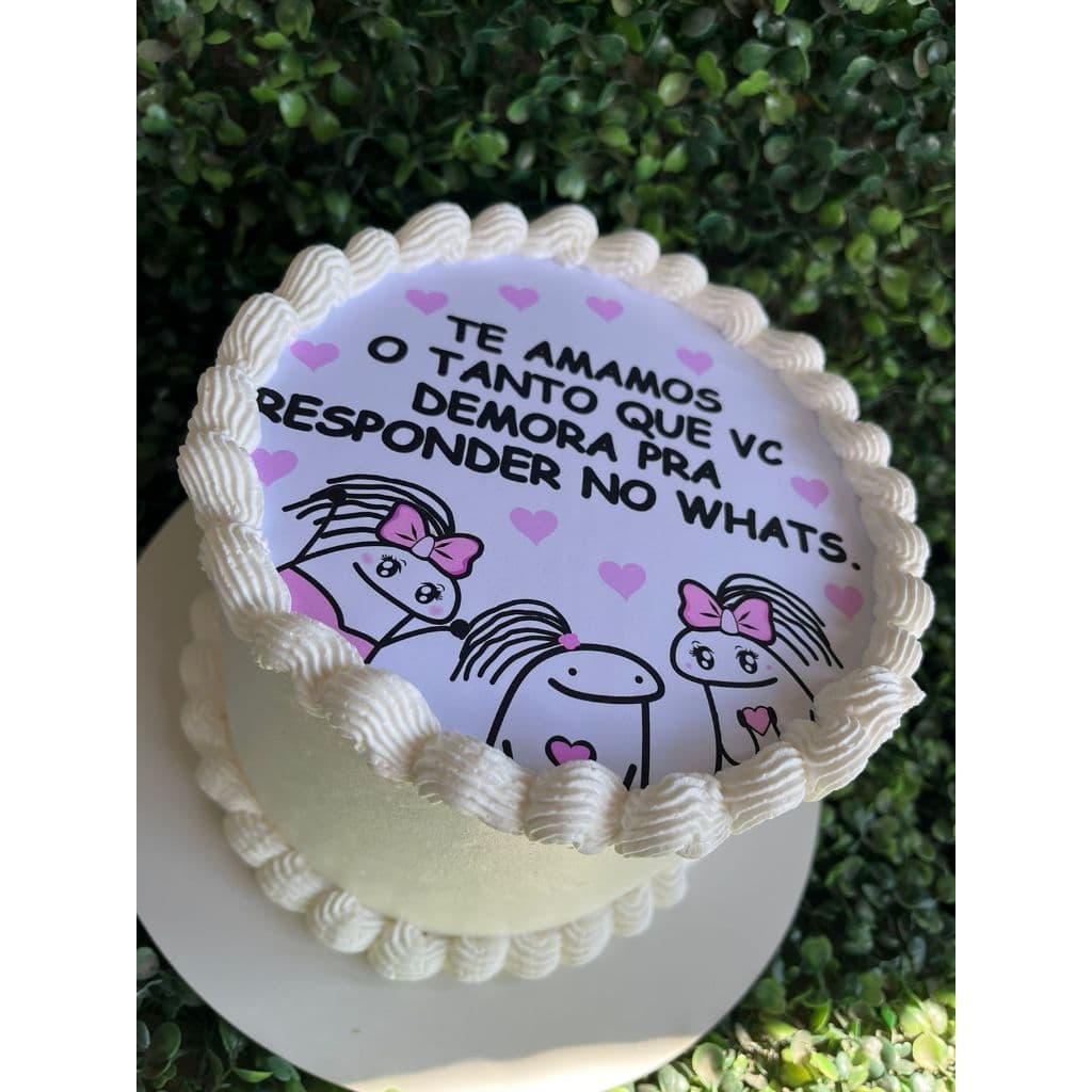 TOPO DE BOLO FLORK TE AMAMOS O TANTO QUE VOCÊ DEMORA PRA RESPONDER NO WHATS PARA BENTO CAKE – Personalizado com Nome e I