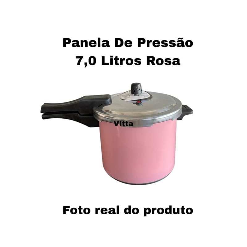 PANELA DE PRESSÃO 7,0 LITROS - FECHAMENTO EXTERNO - ROSA