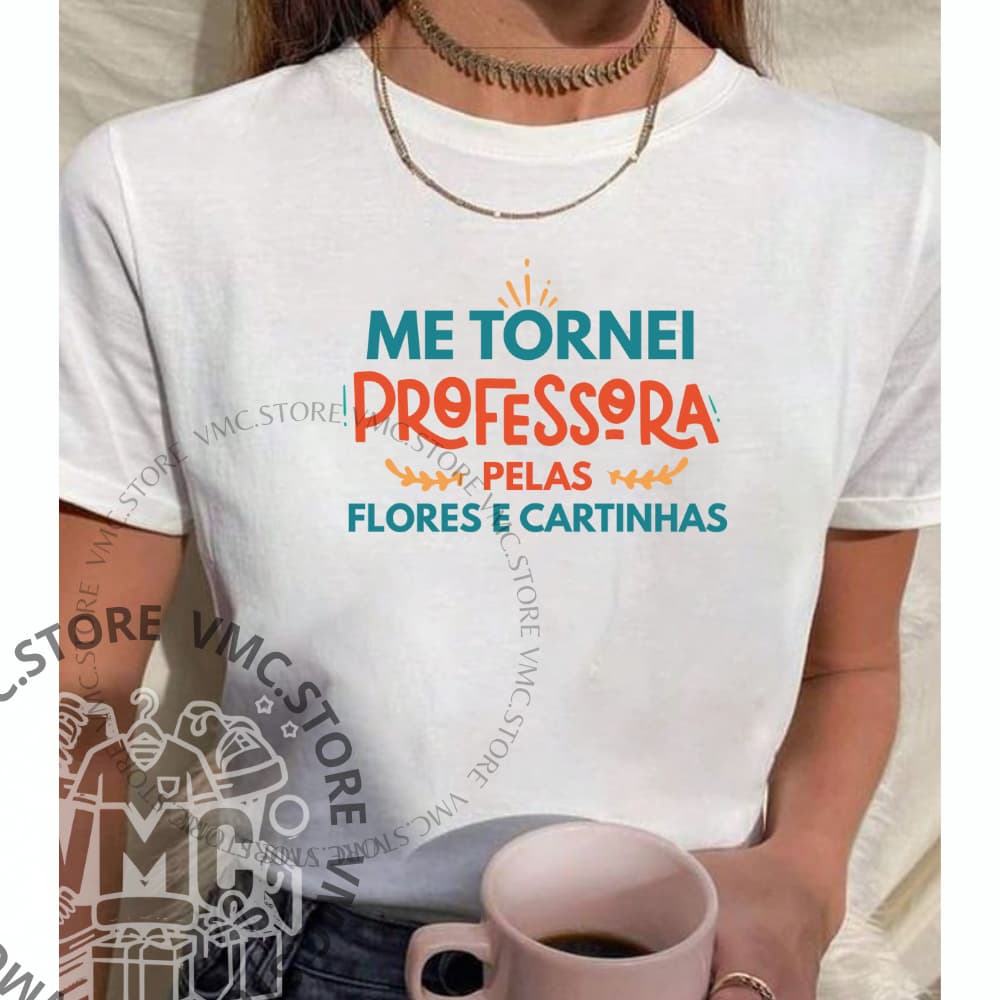 Camiseta Blusa Feminina Estampada Profissão Professora Frase Educação Pedagogia Algodão