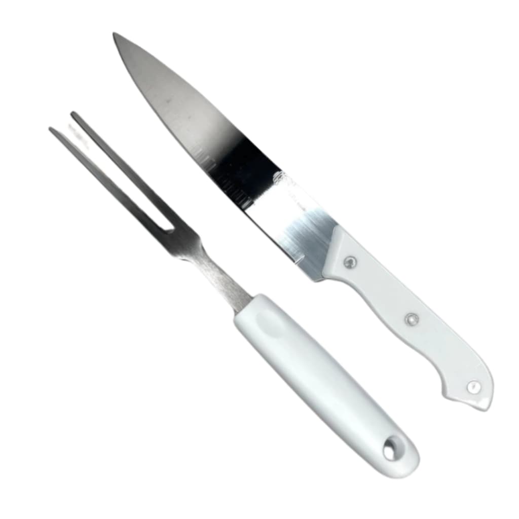 Conjunto para Churrasco Kit com 2 Peças Faca + Garfo Trinchante Aço Inox