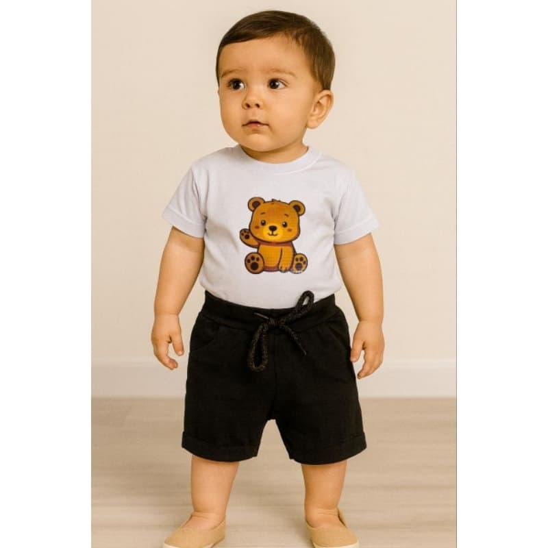 Conjunto Bebê Menino Malha Peruana Premium – Camiseta + Shorts | Estilo e Conforto 👶✨