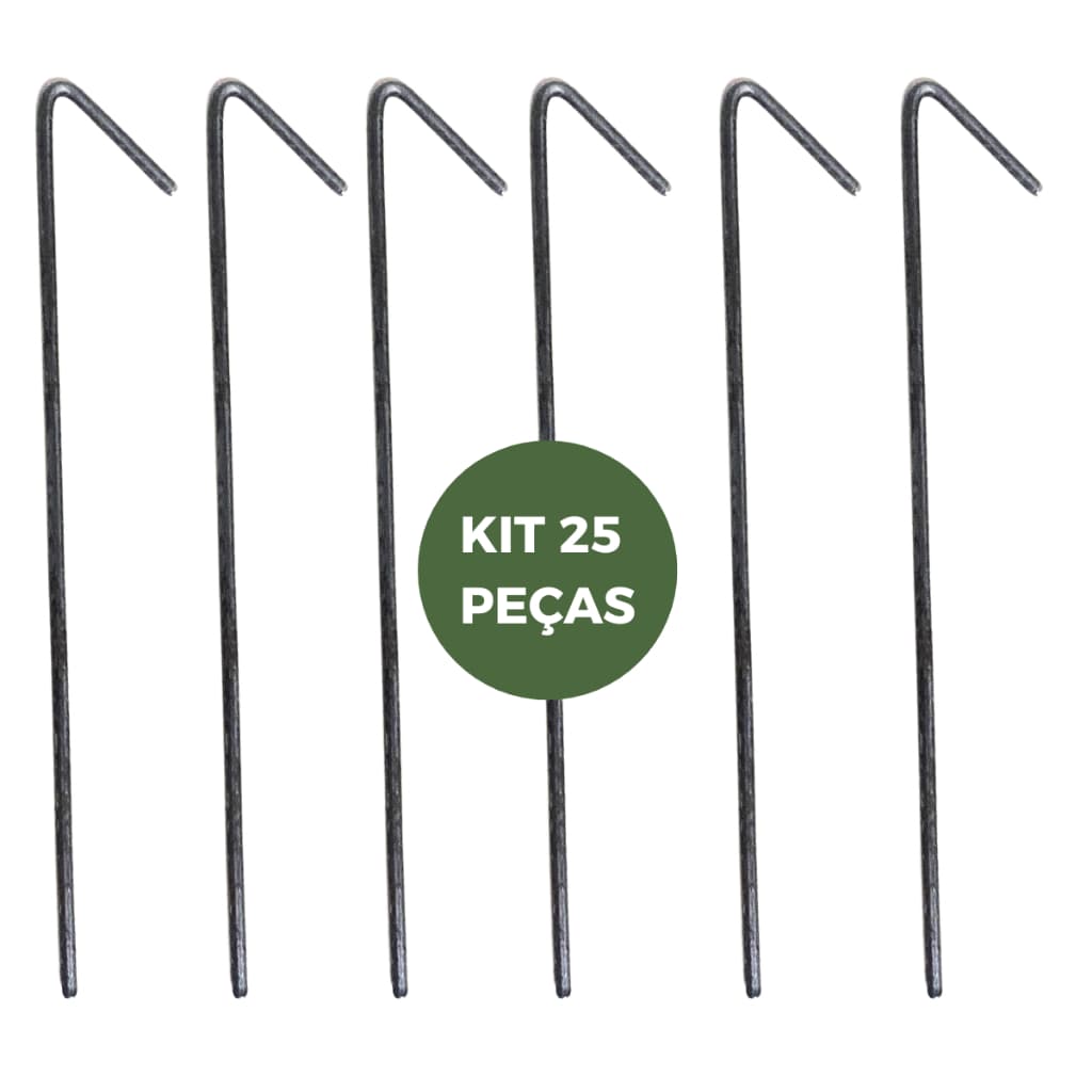 Estacas Reposição Barracas Gancho De Ferro Resistente - Kit 25 Unidades