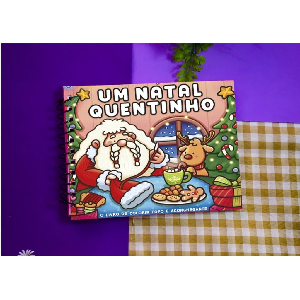 LIVRO DE COLORIR NATAL QUENTINHO + ACETATO BRINDE | Desenho Pintura Terapia Anti Stress Infantil Adulto Oferta