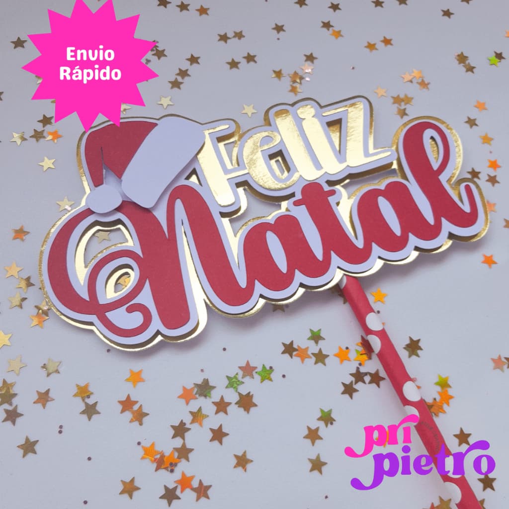Topo de Bolo Natal - Topper Natal - Decoração de Bolo - Natal Bolo