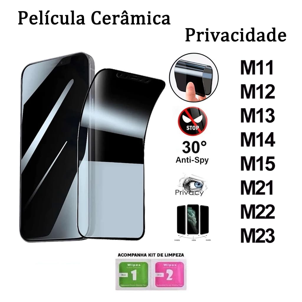 Pelicula de Ceramica 9D Privacidade  Anti Spy Para Samsung M12 M13 M14 M15 M21 M22 M23
