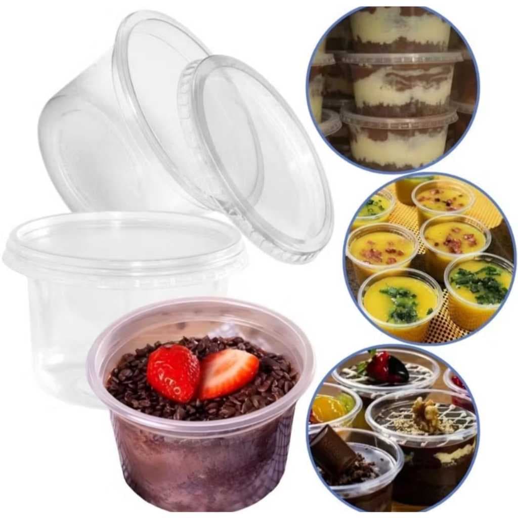 Pote Redondo Para Doces  145ML Marmita Descartável com Tampa - Kit com 24 unidades Prafesta