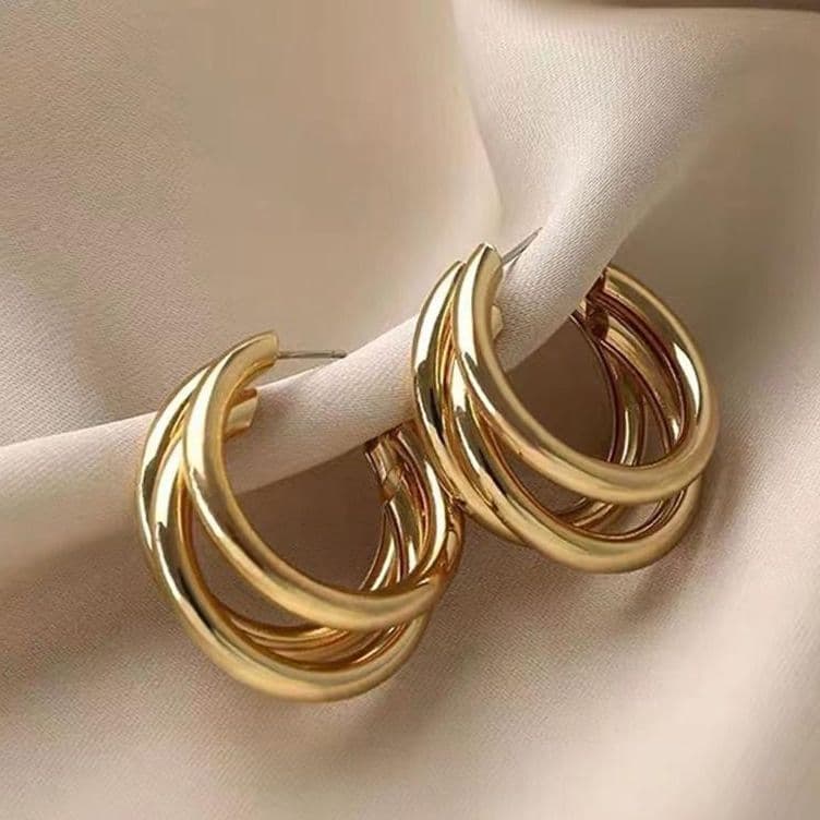 Brinco Argola 3 Fios Elegante e Atemporal a PRATA ou Dourado Luxo
