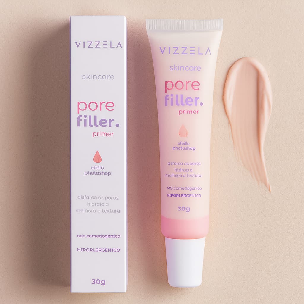 Primer Facial Pore Filler Vizzela Hidratante Preenche Poros e Linhas Efeito Photoshop