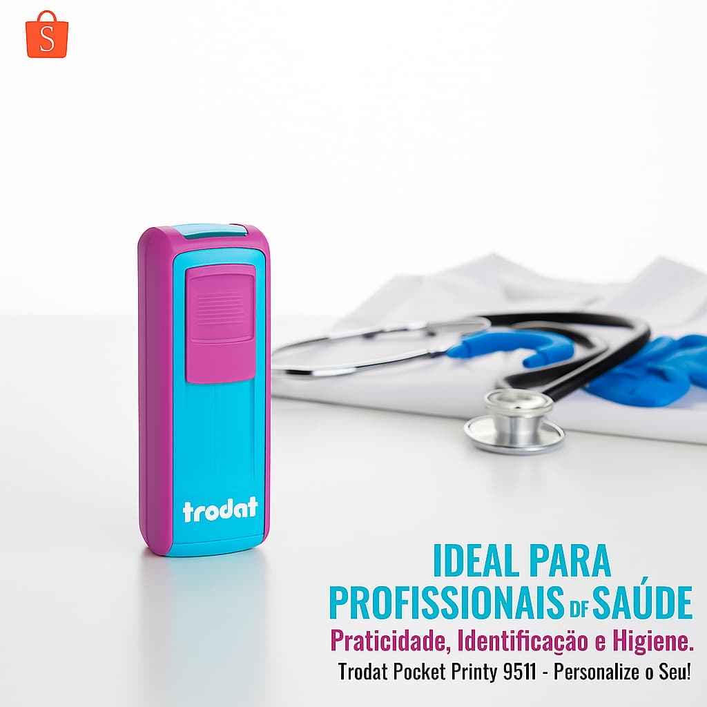 Carimbo Personalizado de Bolso Pocket profissional- Enfermagem, Professor, Médico, Pediatria