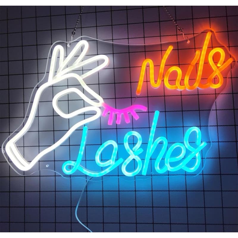 placa Neon Nails Lashes -Luzes De De Parede Para Quarto, Salão De Beleza, Sala De Maquiagem, Estúdio De Beleza