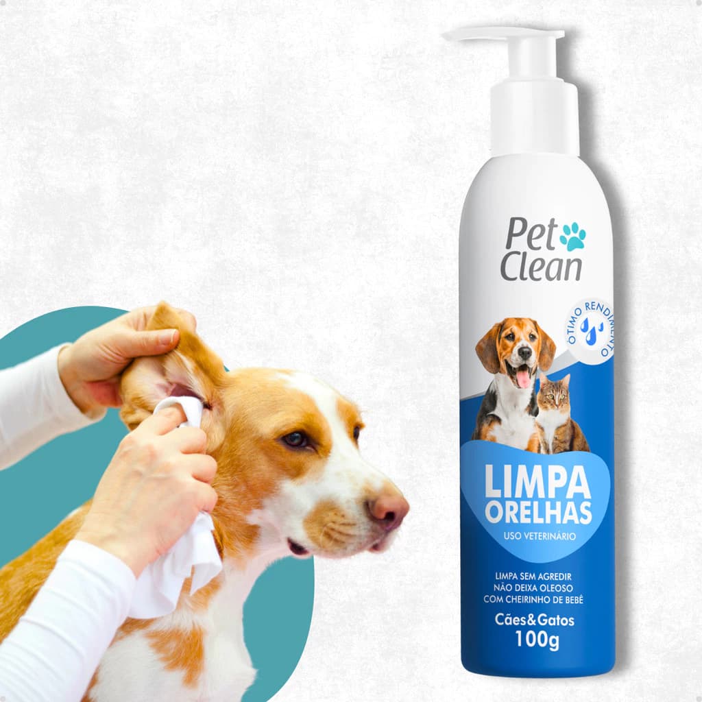 Limpa Orelhas  Limpador de Ouvidos Ceras para Cachorro Caes e Gato Pet Clean - 100 g