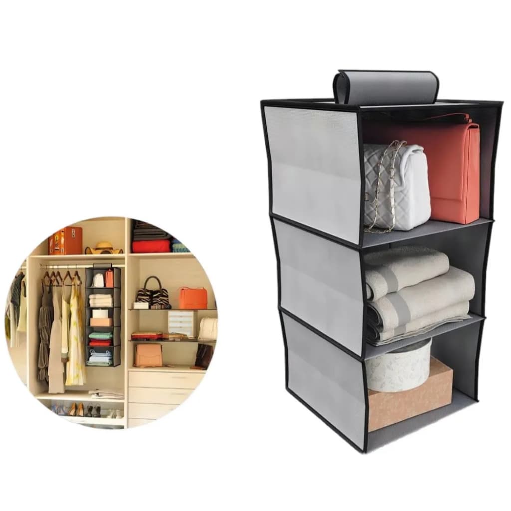 Prateleira Vertical De Guarda Roupa Organizador 3 Nichos - Multiuso suspenso
