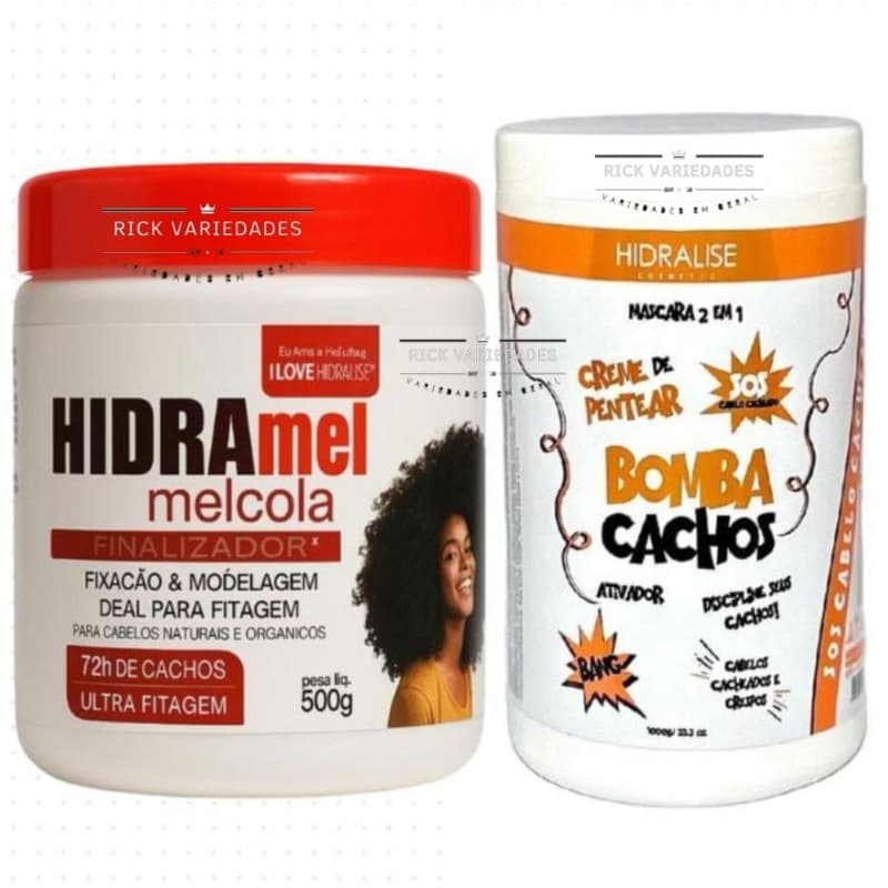 Kit Hidra Mel Cola Fitagem + Creme de Pentear Bomba Cachos