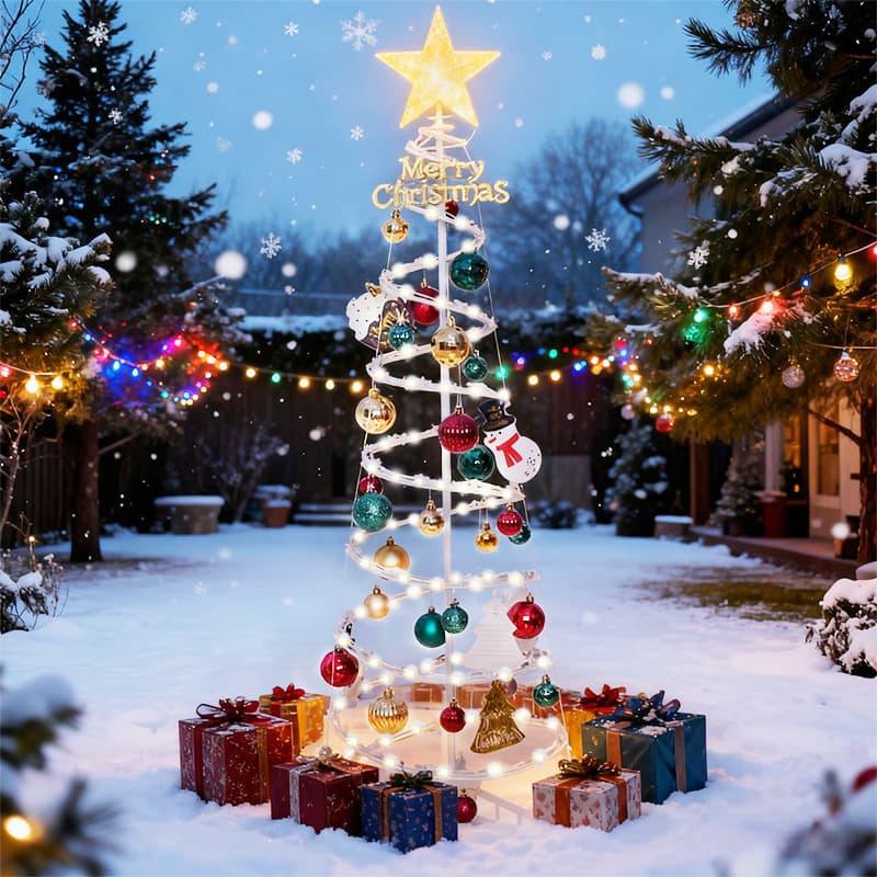 Árvore de Natal 1,8M dobrável iluminada por LED com Enfeites Inclusos Árvore de Natal dobrável N10