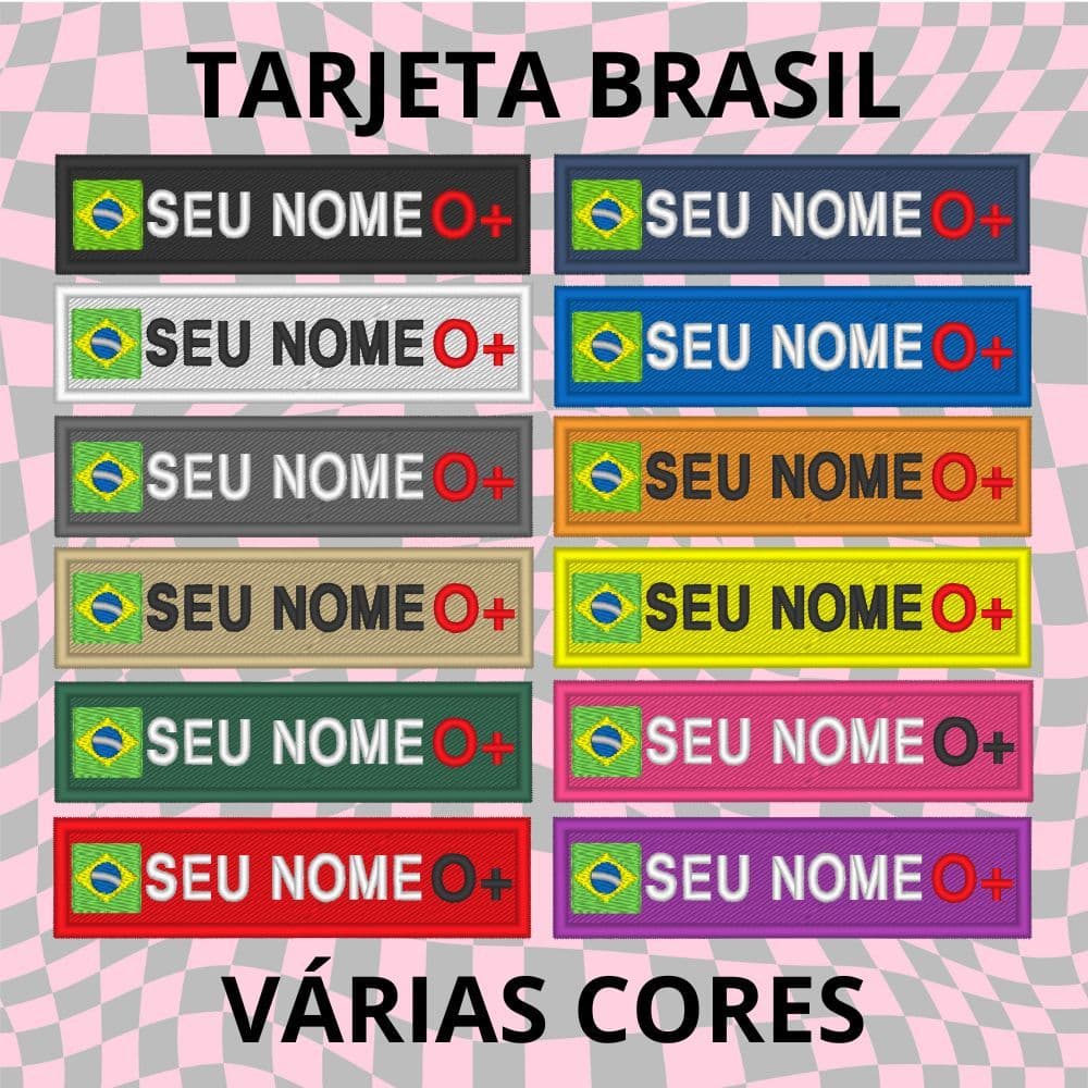 Patch Tarja Nome Tipo Sanguíneo Bandeira Termocolante/Velcro Tarjeta Identificação Sutache