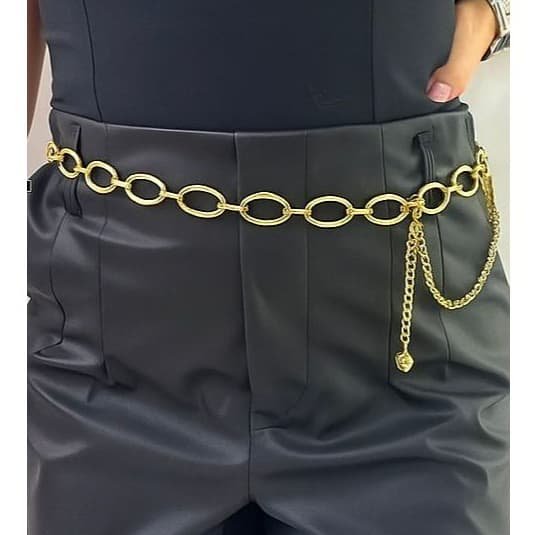 cinto de corrente de cintura de corrente oval simples e versátil de moda feminina importado tendência verao