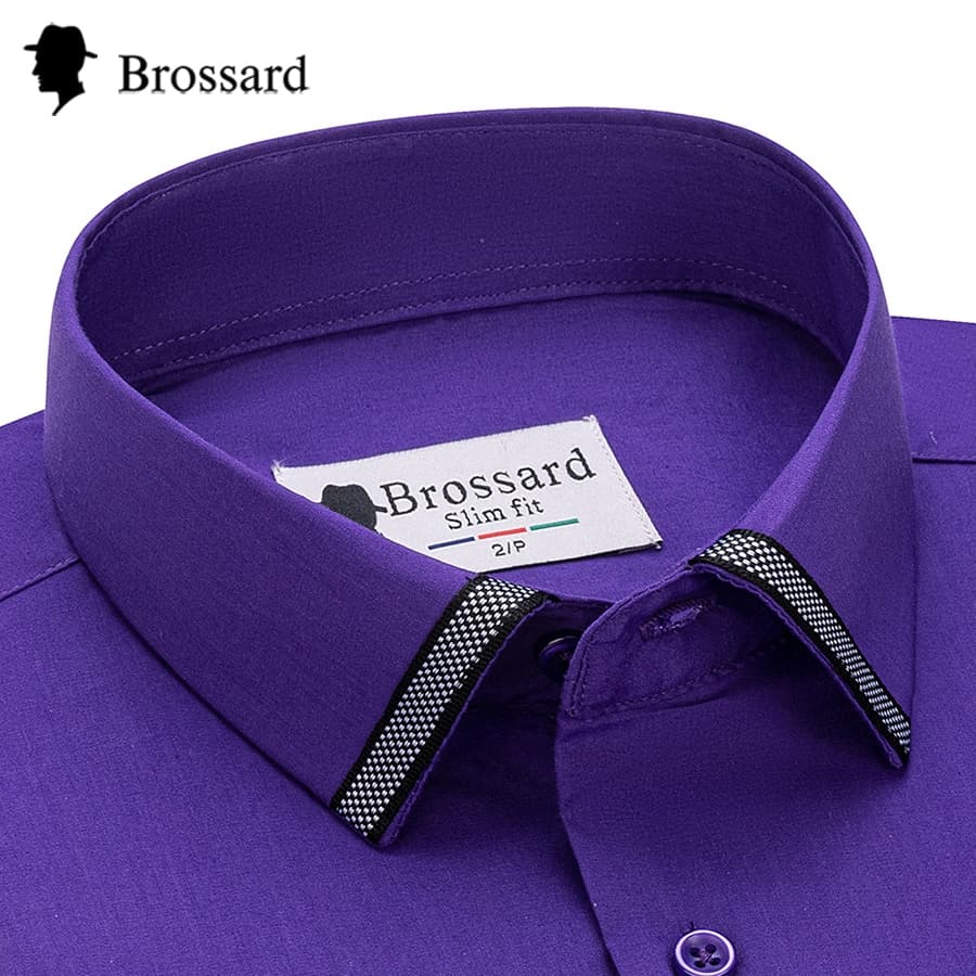 Kit 1/2 Camisa Social Masculina Premium Brossard Série Platina,Corte Slim Confortável e Respirável