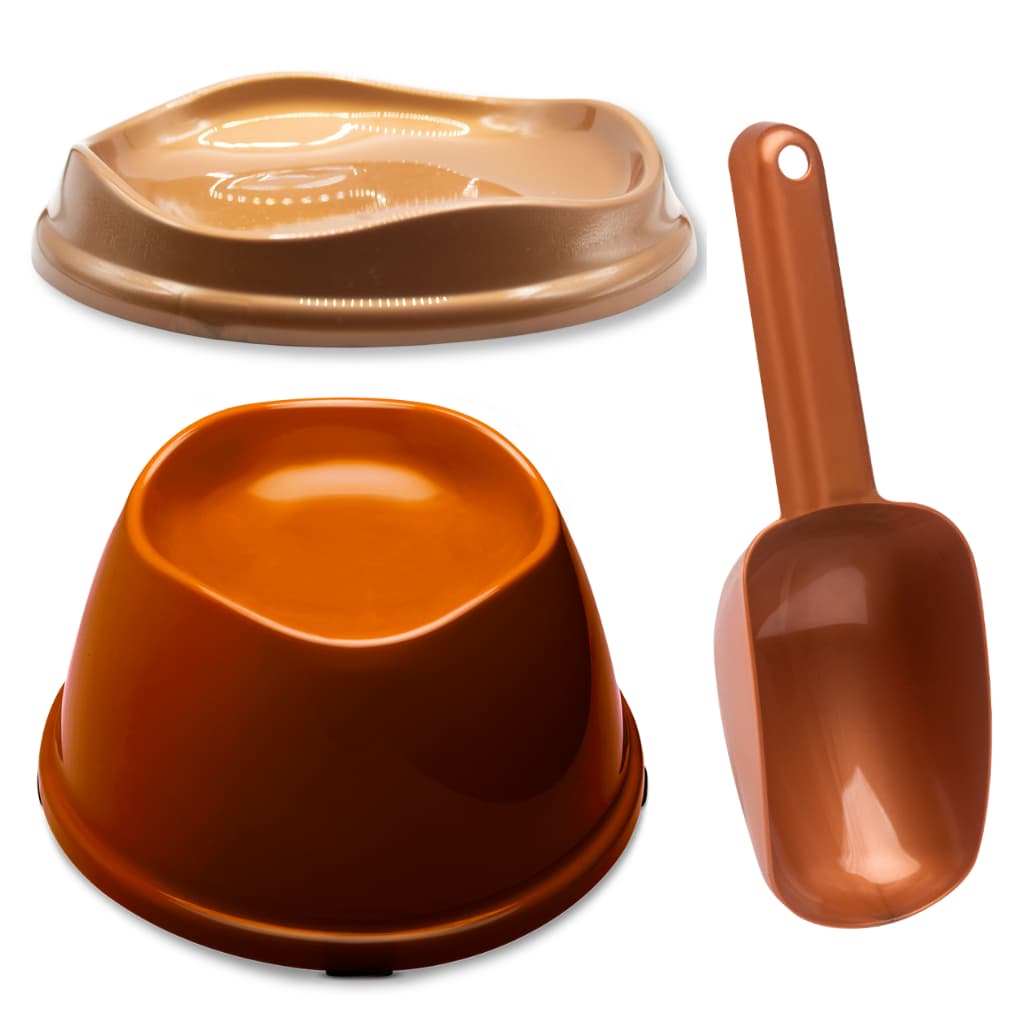 Kit Comedouro Gato Elevado Raso Ergonômico Auxilia Digestão Brinde Pá Dosadora Cores Excusivas